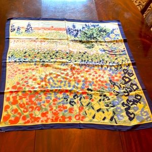 Ginnie Johansen Silk Scarf Vintage Landscape … All silk, Hand rolled, sewn edges